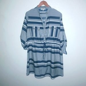 Speed Control 3X Shirt Dress Contrast Striped in Navy Blue White